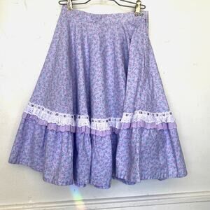 Vintage Lavender Purple Western Style Prairie Floral Midi Rodeo Cottage